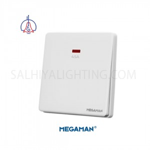 Switch c/w Neon Megaman 1Gang 1Way - 45A DP -White Color