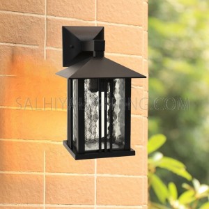 Indoor/Outdoor Wall Light 1721 Water Glass Diffuser - Black